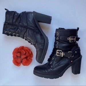 Guess Heel Lace Up Combat Boots
